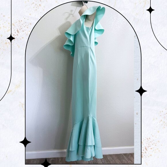 NWT ASOS Asymmetrical Maxi Gown in Mint Green, Size US 6, - Picture 3 of 5